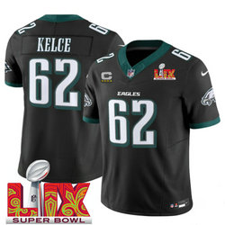 Nike Philadelphia Eagles #62 Jason Kelce Black 24-25 Super Bowl LIX Football Jersey