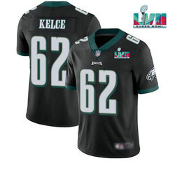 Nike Philadelphia Eagles #62 Jason Kelce Black Super Bowl LVII Patch Authentic stitched NFL jersey