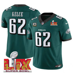 Nike Philadelphia Eagles #62 Jason Kelce Green 24-25 Super Bowl LIX C patch Jersey
