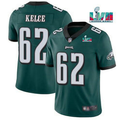 Nike Philadelphia Eagles #62 Jason Kelce Green Super Bowl LVII Patch Authentic stitched NFL jersey