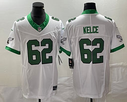 Nike Philadelphia Eagles #62 Jason Kelce White Throwback 2023 F.U.S.E. Authentic stitched NFL jersey