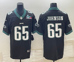Nike Philadelphia Eagles #65 Lane Johnson Black Super Bowl LVII Patch Authentic stitched NFL jersey