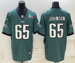 Nike Philadelphia Eagles #65 Lane Johnson Green Super Bowl LVII Patch Authentic stitched NFL jersey