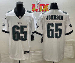 Nike Philadelphia Eagles #65 Lane Johnson White 24-25 Super Bowl LIX Football Jersey