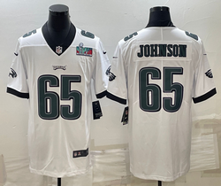 Nike Philadelphia Eagles #65 Lane Johnson White Super Bowl LVII Patch Authentic stitched NFL jersey