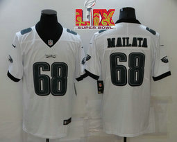 Nike Philadelphia Eagles #68 Jordan Mailata White 24-25 Super Bowl LIX Football Jersey