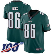 Nike Philadelphia Eagles #86 Zach Ertz With NFL 100th Season Patch Green Vapor Untouchable Authentic Stitched NFL Jersey