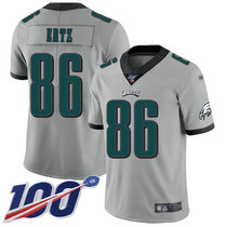 Nike Philadelphia Eagles #86 Zach Ertz With NFL 100th Season Patch Grey Inverted Legend Vapor Untouchable Authentic Stitched NFL Jersey