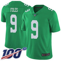 Nike Philadelphia Eagles #9 Nick Foles With NFL 100th Season Patch Apple Green Vapor Untouchable Limited Authentic Stitched NFL Jersey