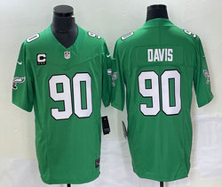 Nike Philadelphia Eagles #90 Jordan Davis Green Throwback Wtih C patch 2023 F.U.S.E. Authentic stitched NFL jersey