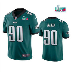 Nike Philadelphia Eagles #90 Jordan Davis Green Super Bowl LVII Patch Authentic stitched NFL jersey