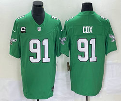 Nike Philadelphia Eagles #91 Fletcher Cox Green Throwback With C patch 2023 F.U.S.E. Authentic stitched NFL jersey