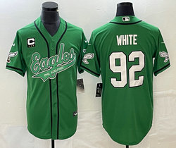 Nike Philadelphia Eagles #92 Reggie White Green C patch 2(II) Joint baseball jersey
