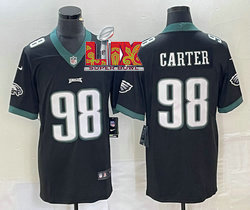 Nike Philadelphia Eagles #98 Jalen Carter Black 24-25 Super Bowl LIX Football Jersey