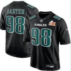 Nike Philadelphia Eagles #98 Jalen Carter Black Fashion 24-25 Super Bowl LIX NFL Jersey