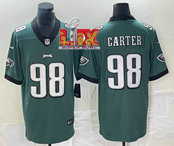 Nike Philadelphia Eagles #98 Jalen Carter Green 24-25 Super Bowl LIX Football Jersey