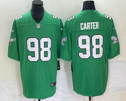Nike Philadelphia Eagles #98 Jalen Carter Green Throwback Authentic stitched NFL jersey