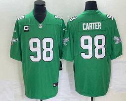 Nike Philadelphia Eagles #98 Jalen Carter Green Throwback C patch 2023 F.U.S.E. Authentic stitched NFL jersey