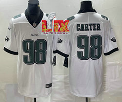 Nike Philadelphia Eagles #98 Jalen Carter White 24-25 Super Bowl LIX Football Jersey
