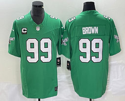 Nike Philadelphia Eagles #99 Jerome Brown Green Throwback C patch 2023 F.U.S.E. Authentic stitched NFL jersey