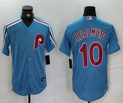 Nike Philadelphia Phillies #10 J.T. Realmuto Blue Throwback Authentic Stitched MLB Jersey