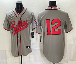 Nike Philadelphia Phillies #12 Kyle Schwarber Gray no name 2026 Field Of Dreams Stadium Jersey