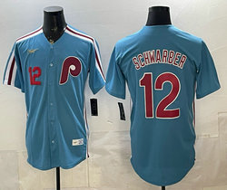 Nike Philadelphia Phillies #12 Kyle Schwarber Blue Throwback Authentic Stitched MLB Jersey