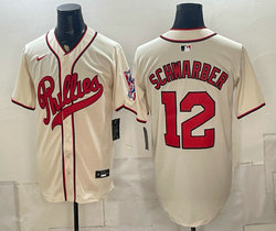 Nike Philadelphia Phillies #12 Kyle Schwarber Cream 2026 Field Of Dreams Stadium Jersey