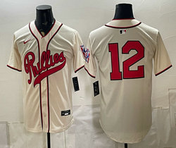 Nike Philadelphia Phillies #12 Kyle Schwarber Cream no name 2026 Field Of Dreams Stadium Jersey