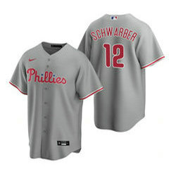 Nike Philadelphia Phillies #12 Kyle Schwarber Gray Game Authentic Stitched MLB Jersey