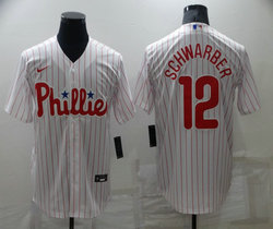 Nike Philadelphia Phillies #12 Kyle Schwarber White (Red Strip) Game Authentic Stitched MLB Jersey