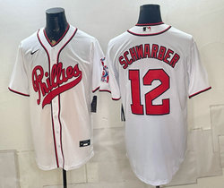 Nike Philadelphia Phillies #12 Kyle Schwarber White 2026 Field Of Dreams Stadium Jersey