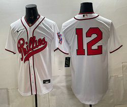 Nike Philadelphia Phillies #12 Kyle Schwarber White no name 2026 Field Of Dreams Stadium Jersey