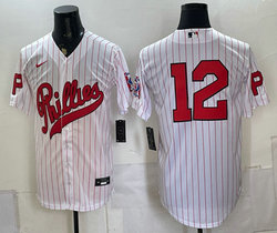 Nike Philadelphia Phillies #12 White Stripes 2026 Field Of Dreams Stadium no name Baseball Jersey