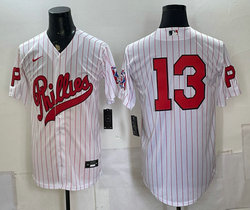 Nike Philadelphia Phillies #13 White Stripes 2026 Field Of Dreams Stadium no name Baseball Jersey