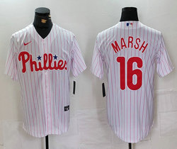 Nike Philadelphia Phillies #16 Brandon Marsh White (Red Strip) Authentic Stitched MLB Jersey