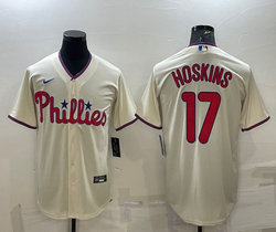 Nike Philadelphia Phillies #17 Rhys Hoskins Gream Game Authentic Stitched MLB Jersey