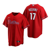 Nike Philadelphia Phillies #17 Rhys Hoskins Red Game Authentic Stitched MLB Jersey