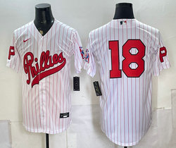 Nike Philadelphia Phillies #18 White Stripes 2026 Field Of Dreams Stadium no name Baseball Jersey