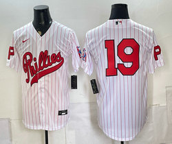 Nike Philadelphia Phillies #19 White Stripes 2026 Field Of Dreams Stadium no name Baseball Jersey