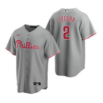 Nike Philadelphia Phillies #2 Jean Segura Gray Game Authentic Stitched MLB Jersey