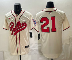 Nike Philadelphia Phillies #21 Cream no name 2026 Field Of Dreams Stadium Jersey