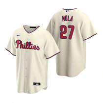 Nike Philadelphia Phillies #27 Aaron Nola Cream Game Authentic Stitched MLB Jersey