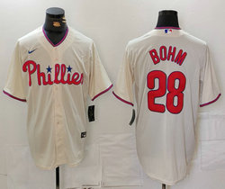 Nike Philadelphia Phillies #28 Alec Bohm Cream Game Authentic Stitched MLB Jersey