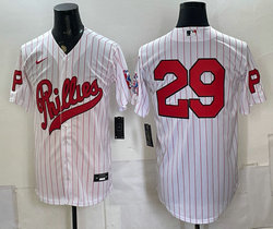 Nike Philadelphia Phillies #29 White Stripes 2026 Field Of Dreams Stadium no name Baseball Jersey
