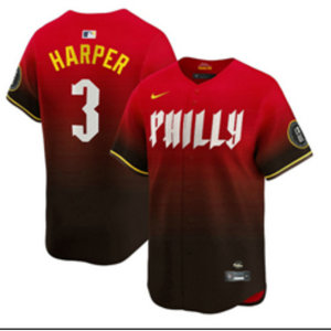 Nike Philadelphia Phillies #3 Bryce Harper 2024 Red City Blue Authentic Stitched MLB Jersey
