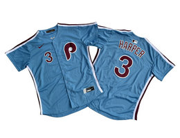 Nike Philadelphia Phillies #3 Bryce Harper Blue Light Blue Limited MLB Jersey