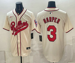 Nike Philadelphia Phillies #3 Bryce Harper Cream 2026 Field Of Dreams Stadium Jersey