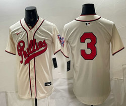 Nike Philadelphia Phillies #3 Bryce Harper Cream no name 2026 Field Of Dreams Stadium Jersey