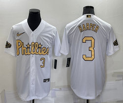 Nike Philadelphia Phillies #3 Bryce Harper White #3 in front 2022 All Star Authentic Stitched MLB Jersey